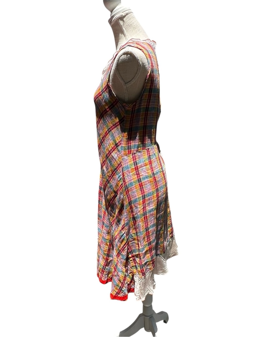 🌻Vintage Neesh by D.A.R. Madras Plaid Midi Dress A Line VNeck Sleeveless Size S - Picture 5 of 10